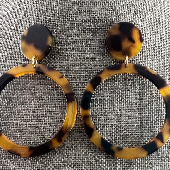 Acrylic Hoop Leopard Earrings Tortoise Resin Colorful Earrings Bohemia Statement - Picture 2 of 2